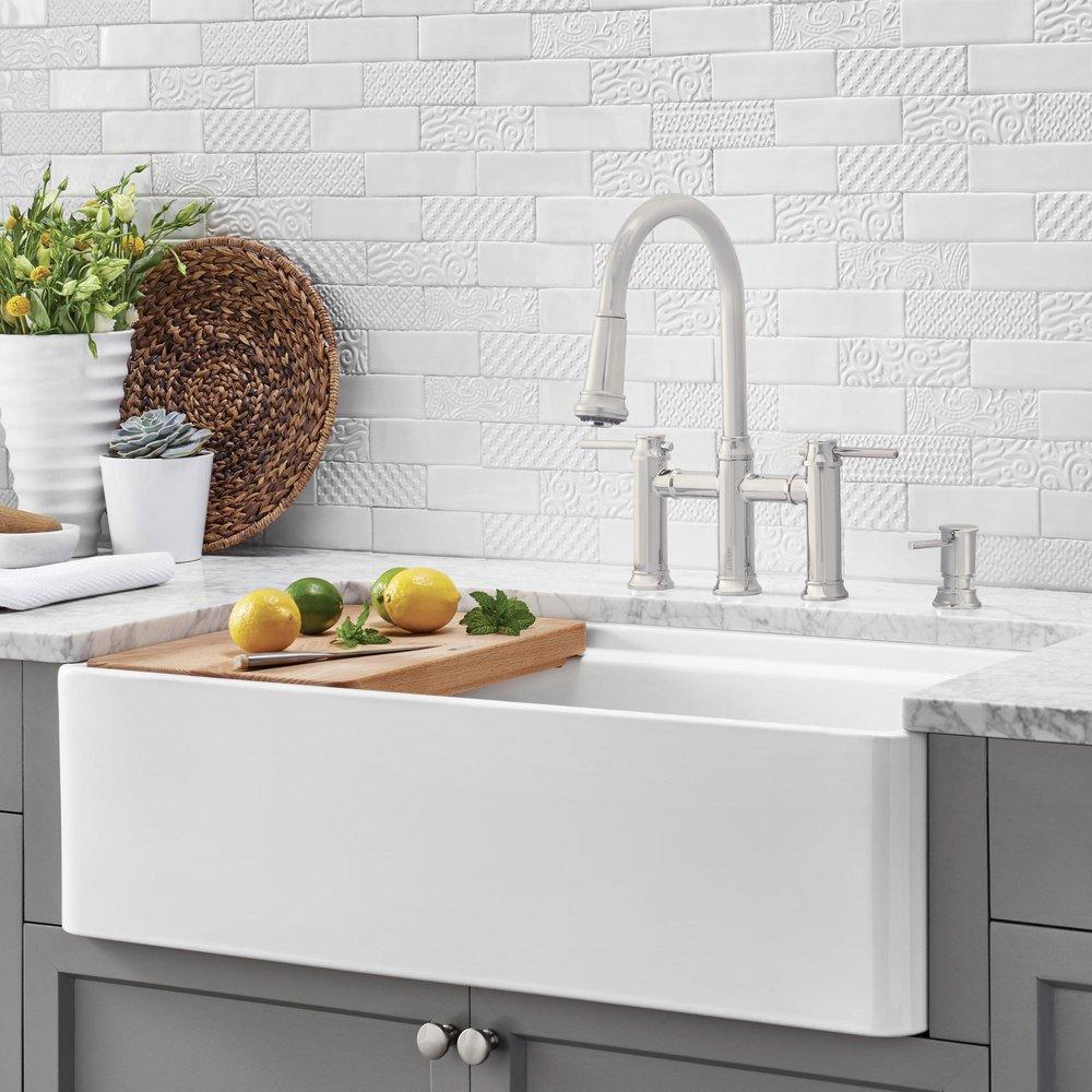 BLANCO White 36 x 19 in. Fireclay Single Bowl Farmhouse Kitchen Sink 