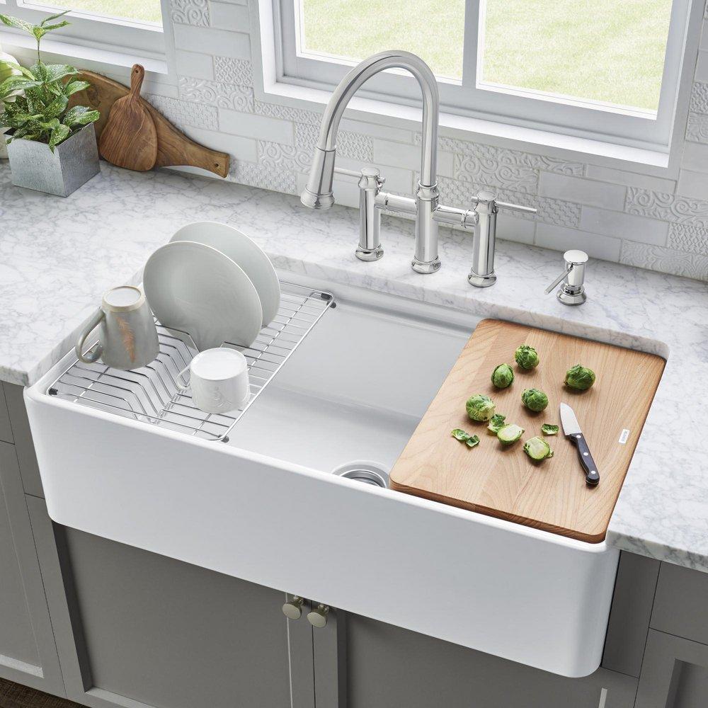 BLANCO White 36 x 19 in. Fireclay Single Bowl Farmhouse Kitchen Sink 