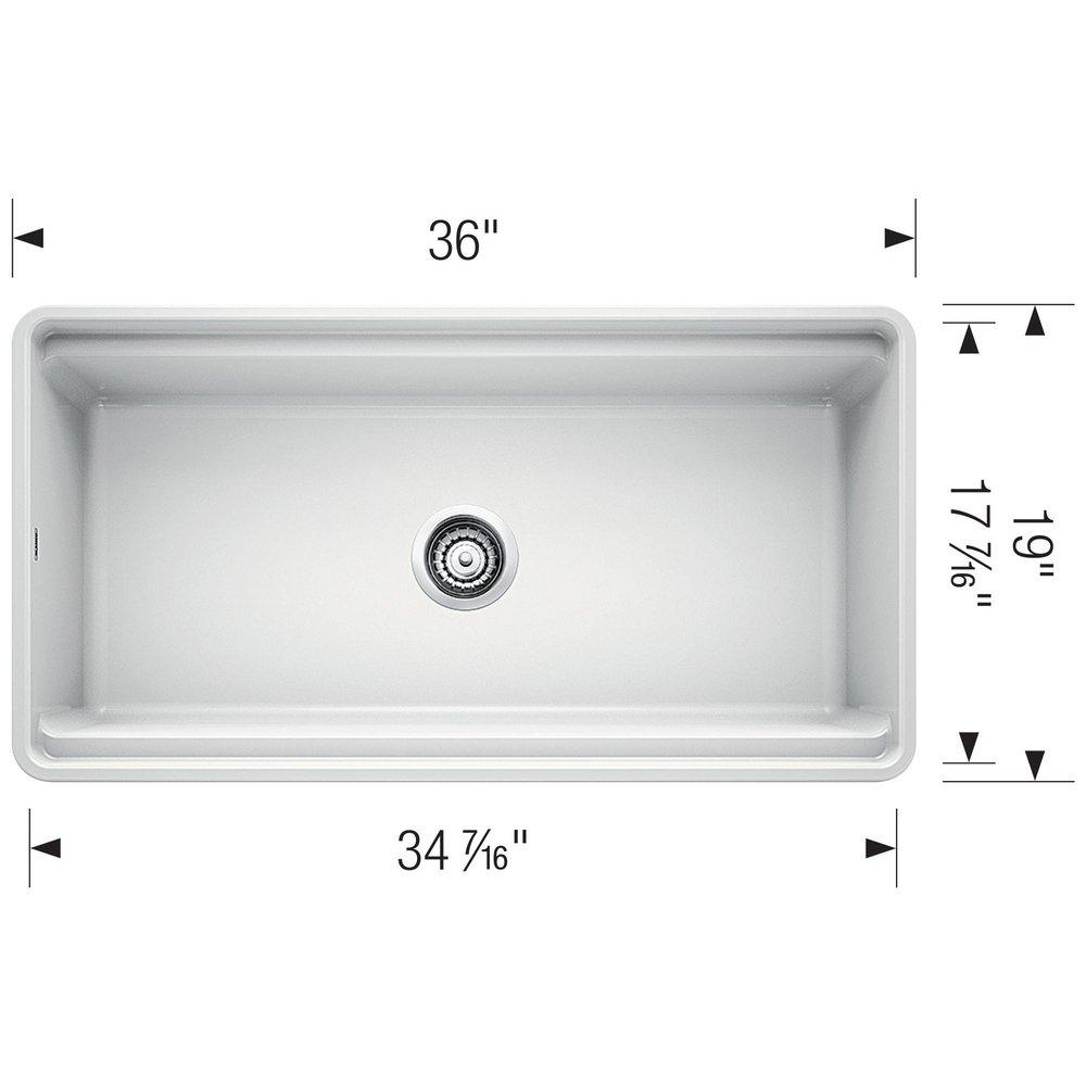 BLANCO White 36 x 19 in. Fireclay Single Bowl Farmhouse Kitchen Sink 