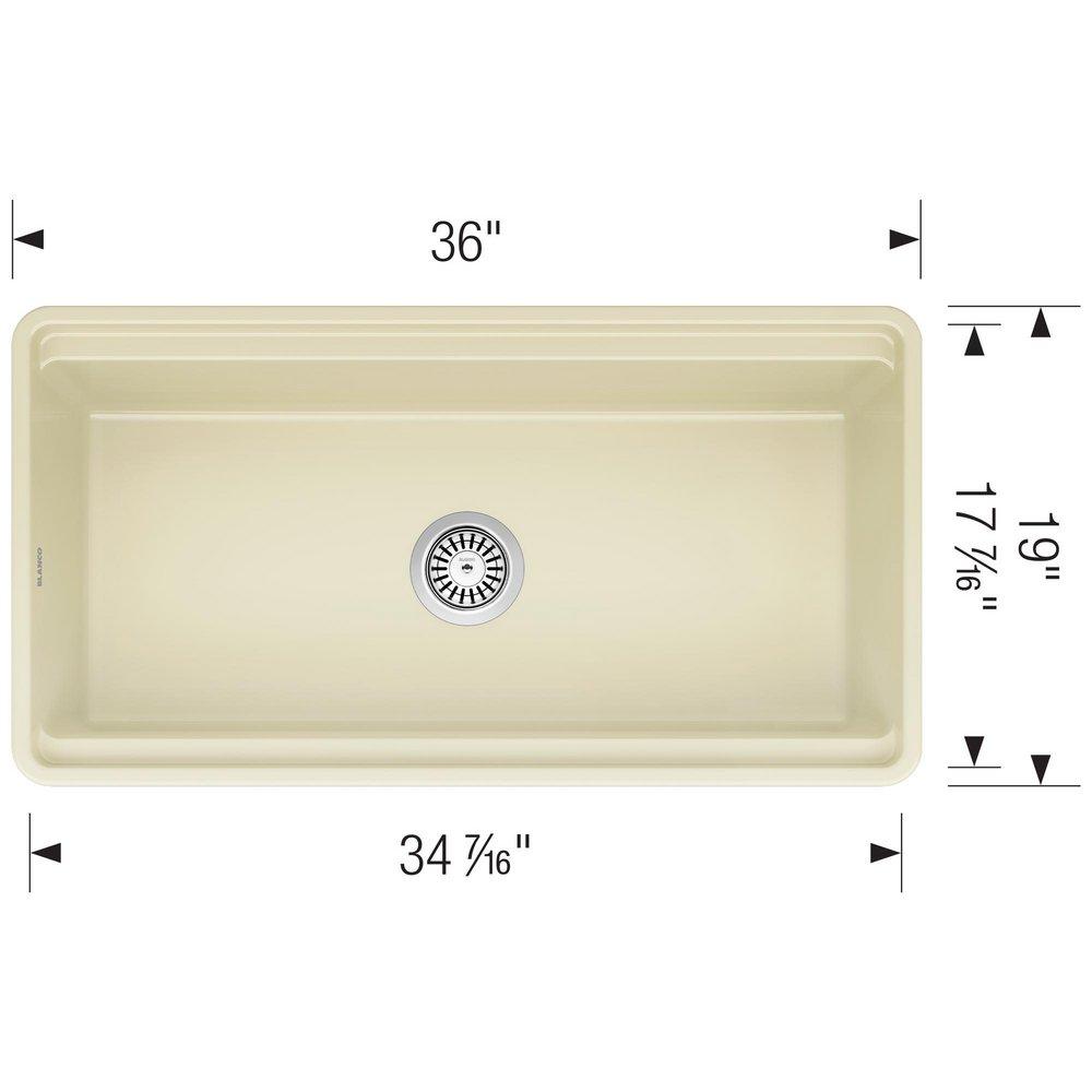BLANCO Biscuit 36 x 19 in. Fireclay Single Bowl Farmhouse Kitchen Sink 