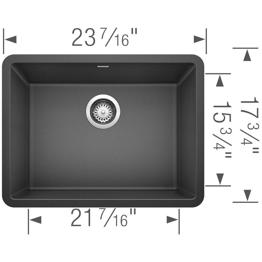 BLANCO Anthracite 23-1/2 x 17-3/4 in. No Hole Composite Single Bowl Undermount Kitchen Sink 