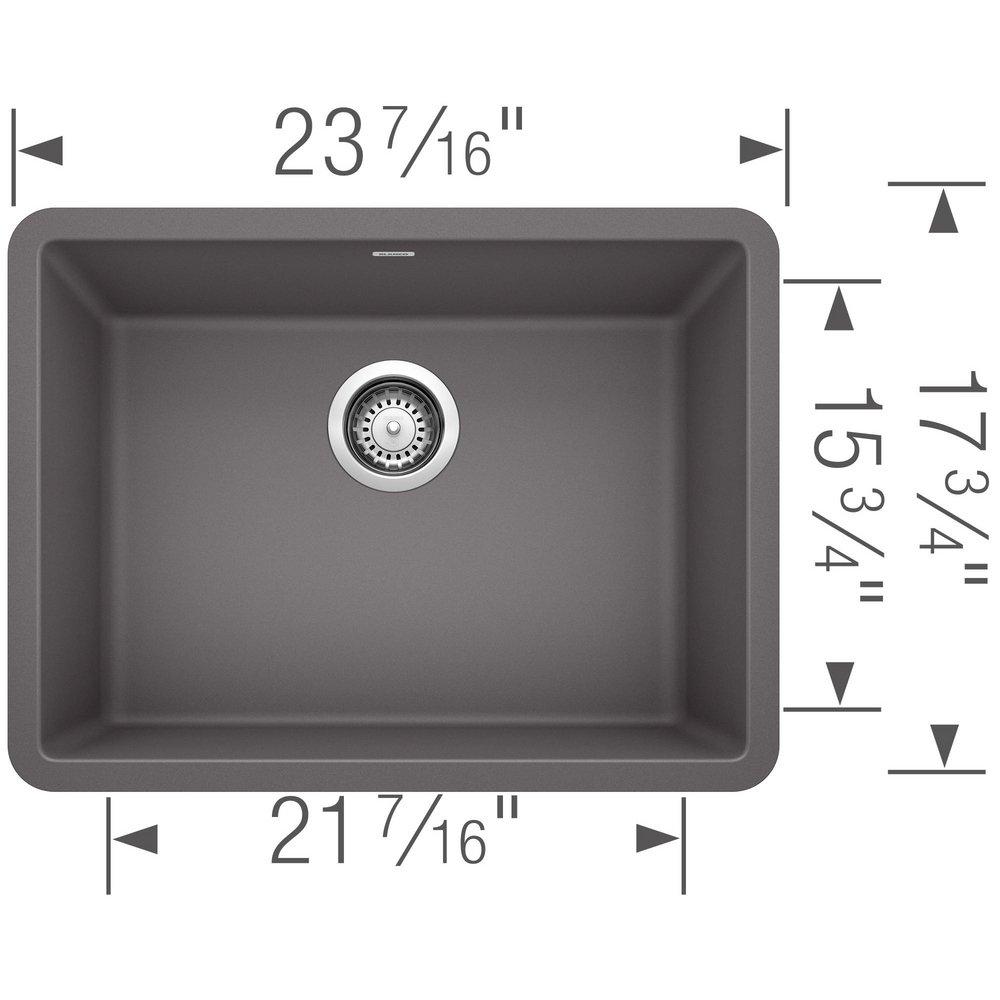 BLANCO Cinder 23-1/2 x 17-3/4 in. No Hole Composite Single Bowl Undermount Kitchen Sink 