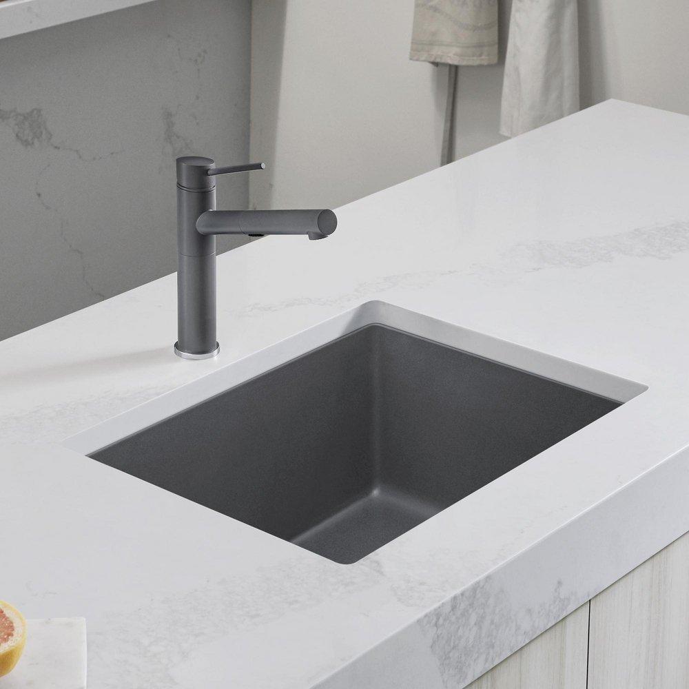 BLANCO Cinder 23-1/2 x 17-3/4 in. No Hole Composite Single Bowl Undermount Kitchen Sink 