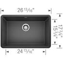 BLANCO Anthracite 26-13/16 x 17-3/4 in. No Hole Composite Single Bowl Undermount Kitchen Sink 