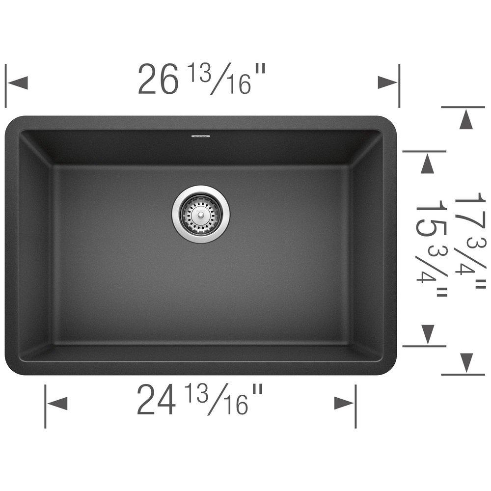 BLANCO Anthracite 26-13/16 x 17-3/4 in. No Hole Composite Single Bowl Undermount Kitchen Sink 