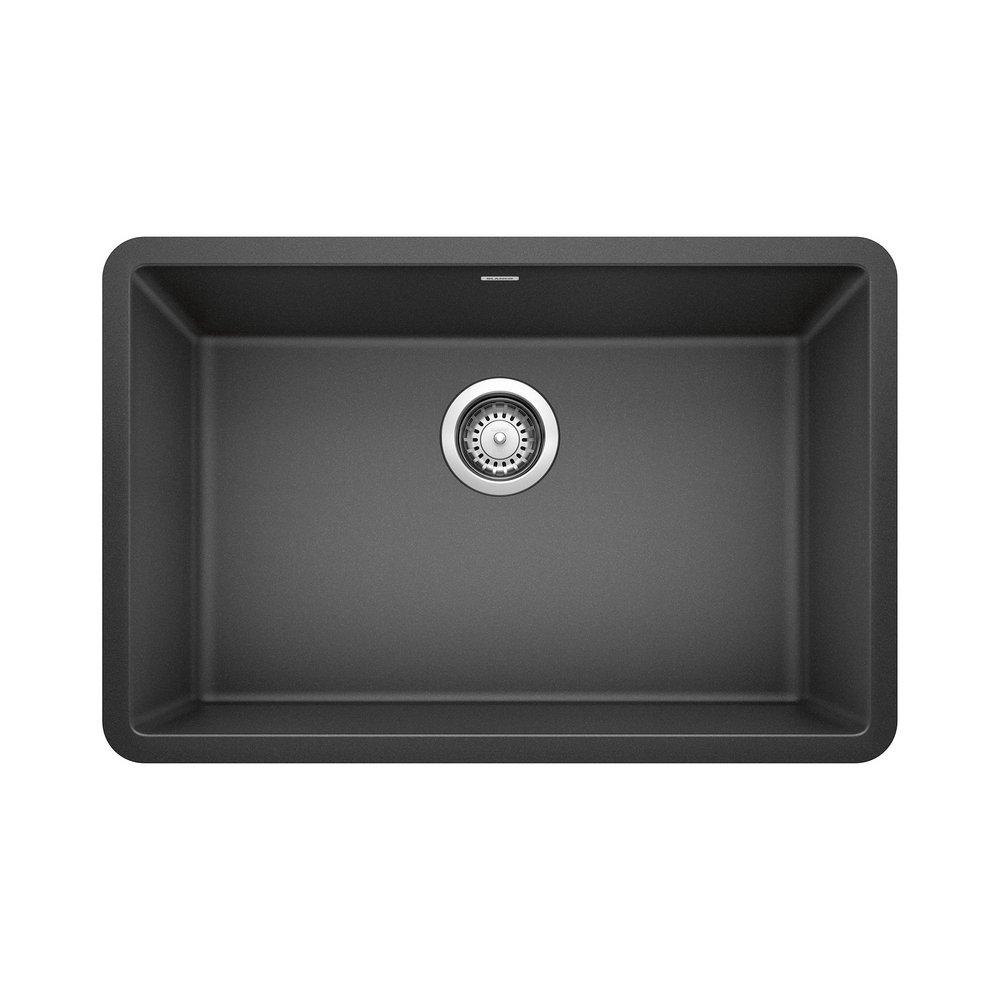 BLANCO Anthracite 26-13/16 x 17-3/4 in. No Hole Composite Single Bowl Undermount Kitchen Sink 