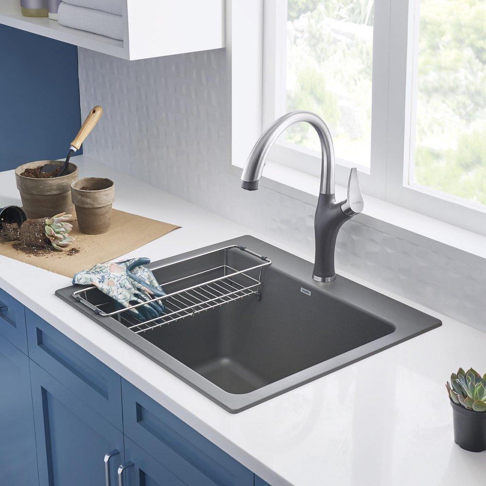 BLANCO Cinder 1-Hole 1-Bowl Drop-In and Undermount Laundry Sink with Rear Center Drain 