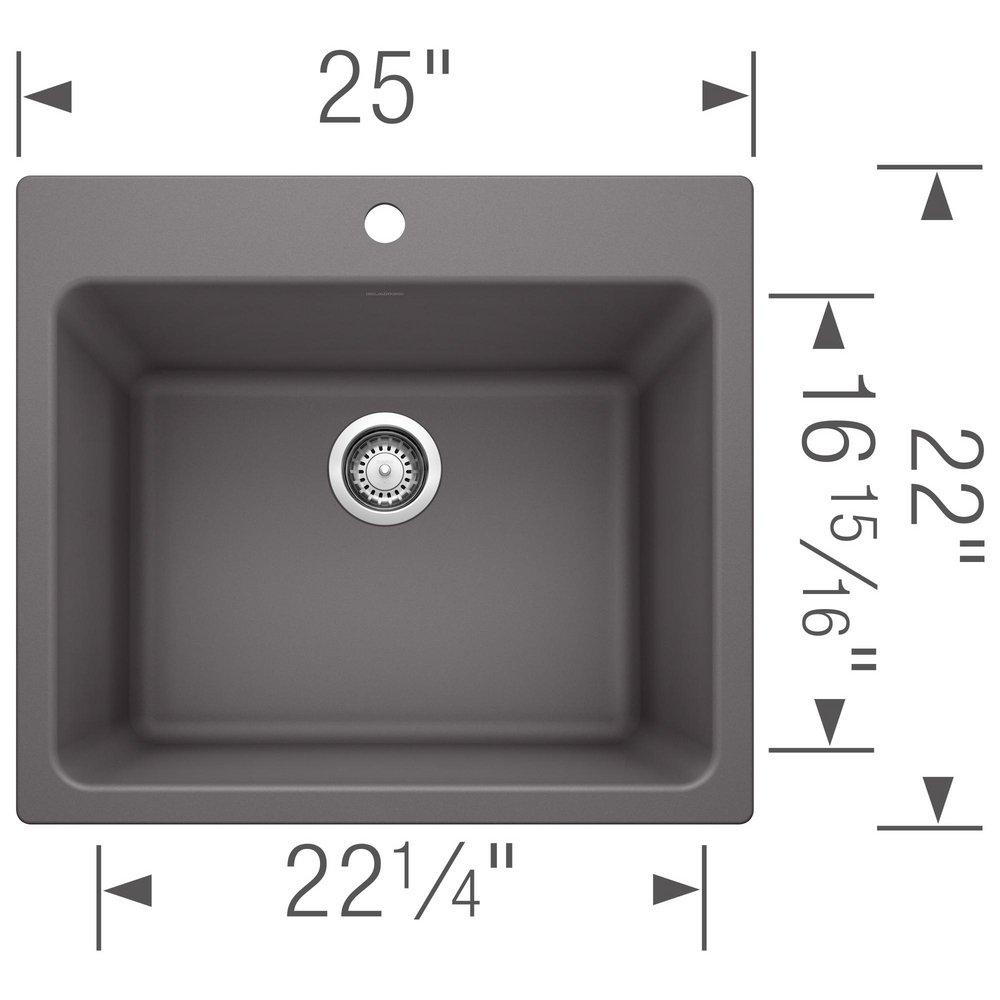 BLANCO Cinder 1-Hole 1-Bowl Drop-In and Undermount Laundry Sink with Rear Center Drain 