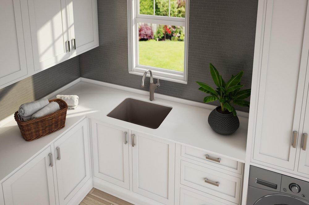 BLANCO Truffle 1-Hole 1-Bowl Drop-In and Undermount Laundry Sink with Rear Center Drain 