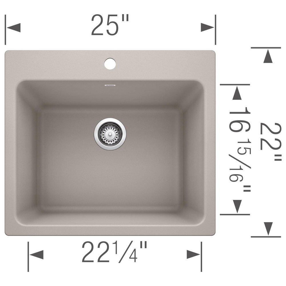 BLANCO Truffle 1-Hole 1-Bowl Drop-In and Undermount Laundry Sink with Rear Center Drain 