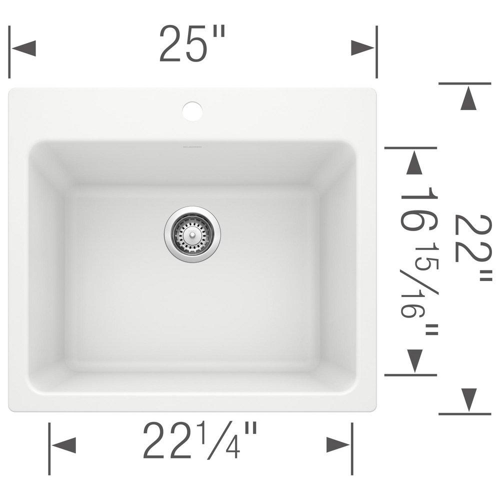 BLANCO White 1-Hole 1-Bowl Drop-In and Undermount Laundry Sink with Rear Center Drain 