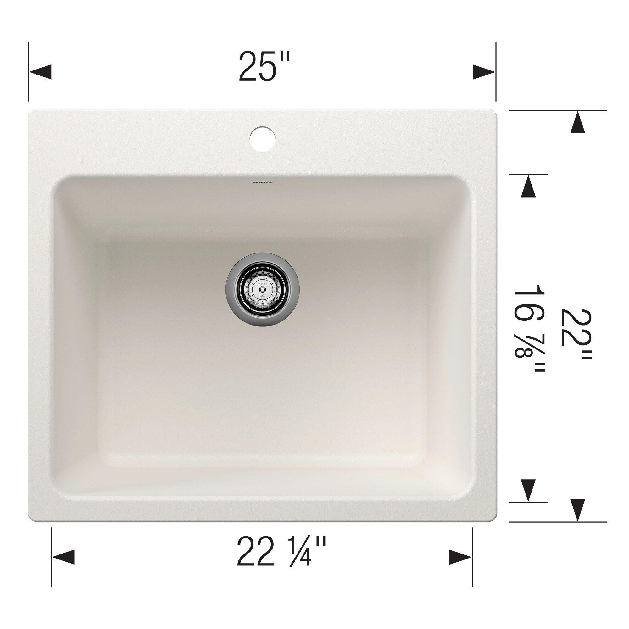 BLANCO White 1-Hole 1-Bowl Drop-In and Undermount Laundry Sink with Rear Center Drain 