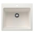 BLANCO White 1-Hole 1-Bowl Drop-In and Undermount Laundry Sink with Rear Center Drain 