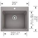 BLANCO Metallic Grey 1-Hole 1-Bowl Drop-In and Undermount Laundry Sink with Rear Center Drain 