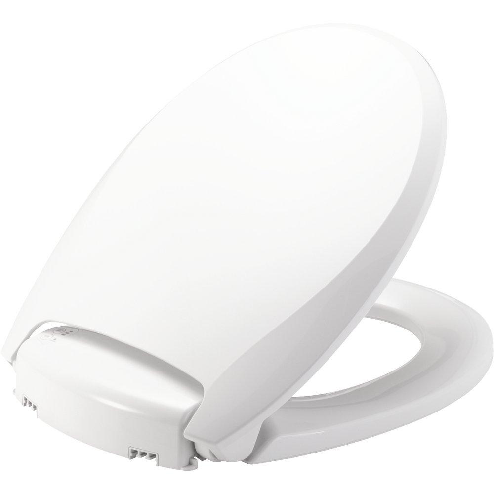 Bemis White Plastic Round Closed Front Heated Toilet Seat with Cover 