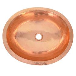 19 in. Undermount Oval Copper Bathroom Sink in Polished Nickel