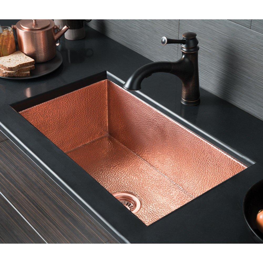 Native Trails Polished Copper 30 x 18-1/2 in. No Hole Copper Single Bowl Undermount Kitchen Sink 