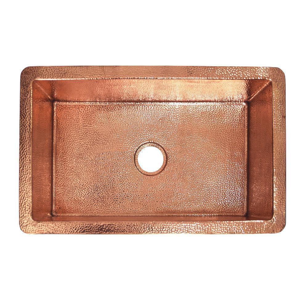 Native Trails Polished Copper 30 x 18-1/2 in. No Hole Copper Single Bowl Undermount Kitchen Sink 