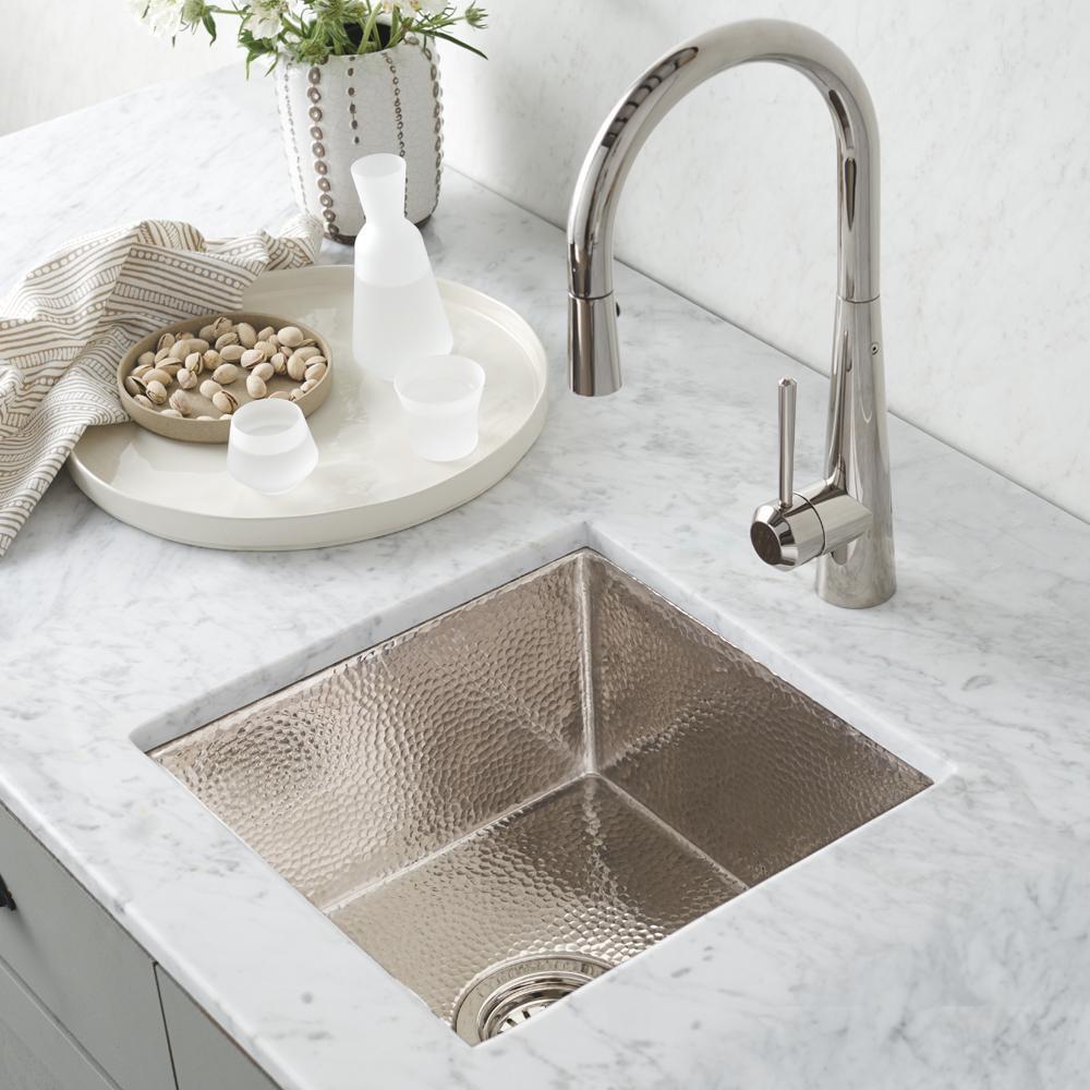 Native Trails Polished Nickel 15 x 15 in. Undermount Copper Bar Sink 