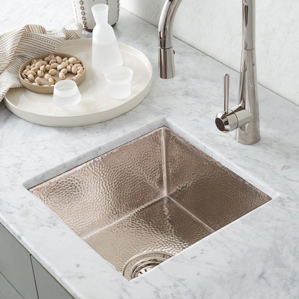 Native Trails Polished Nickel 15 x 15 in. Undermount Copper Bar Sink 