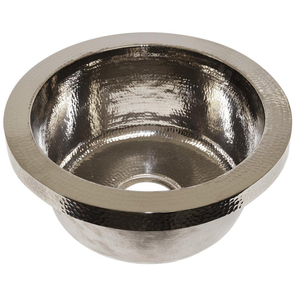 Native Trails Polished Nickel 16 x 16 in. No Hole Single Bowl Drop-In Recycled Copper Round Bar Sink with Center Drain 