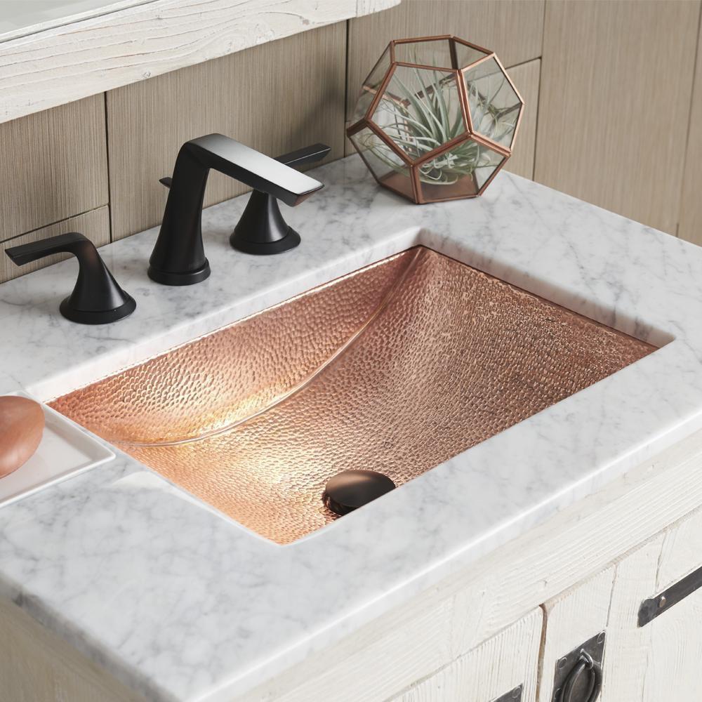 Native Trails Polished Copper 21 x 15 in. 1-Bowl Undermount Hammered Copper Rectangular Bathroom Sink 