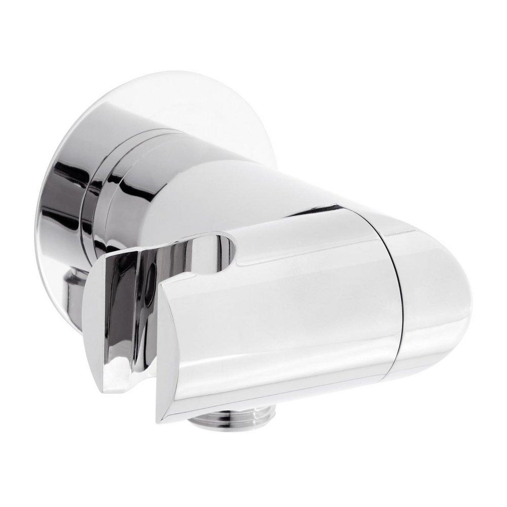 Signature Hardware Polished Chrome Swivel Water Supply Elbow and Bracket for Hand Shower 