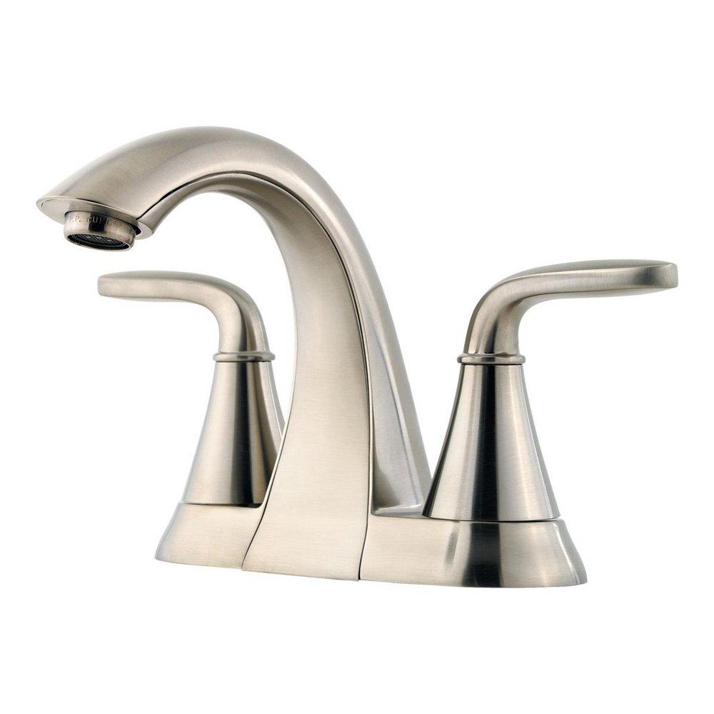 Pfister Brushed Nickel Two Handle Centerset Bathroom Sink Faucet 