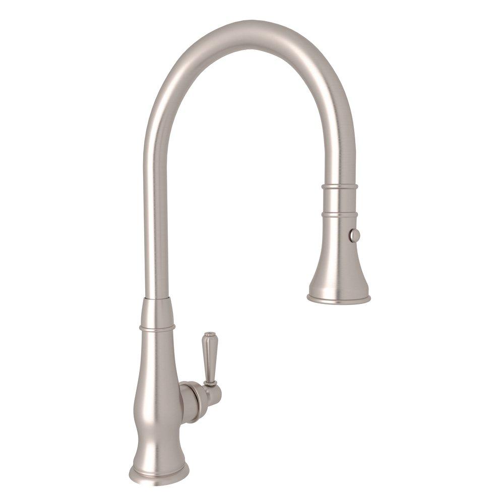 ROHL&reg; Satin Nickel Single Handle Pull Down Kitchen Faucet 