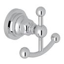Single Wall Mount Double Robe Hook in Polished Chrome