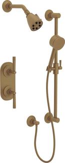 Thermostatic Shower Package with Double Lever Handle in French Brass