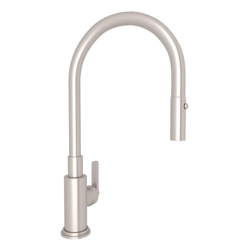 ROHL® Satin Nickel Single Handle Pull Down Kitchen Faucet 