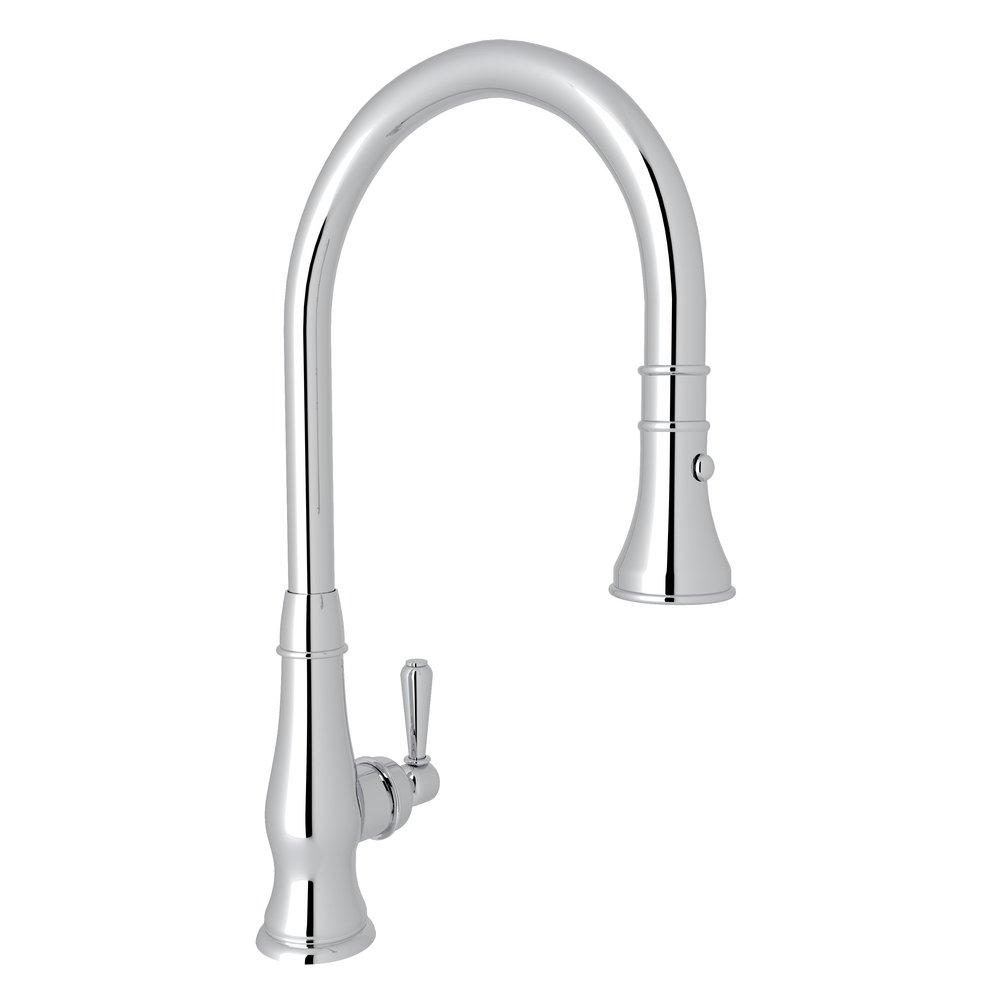 ROHL&reg; Polished Chrome Single Handle Pull Down Kitchen Faucet 