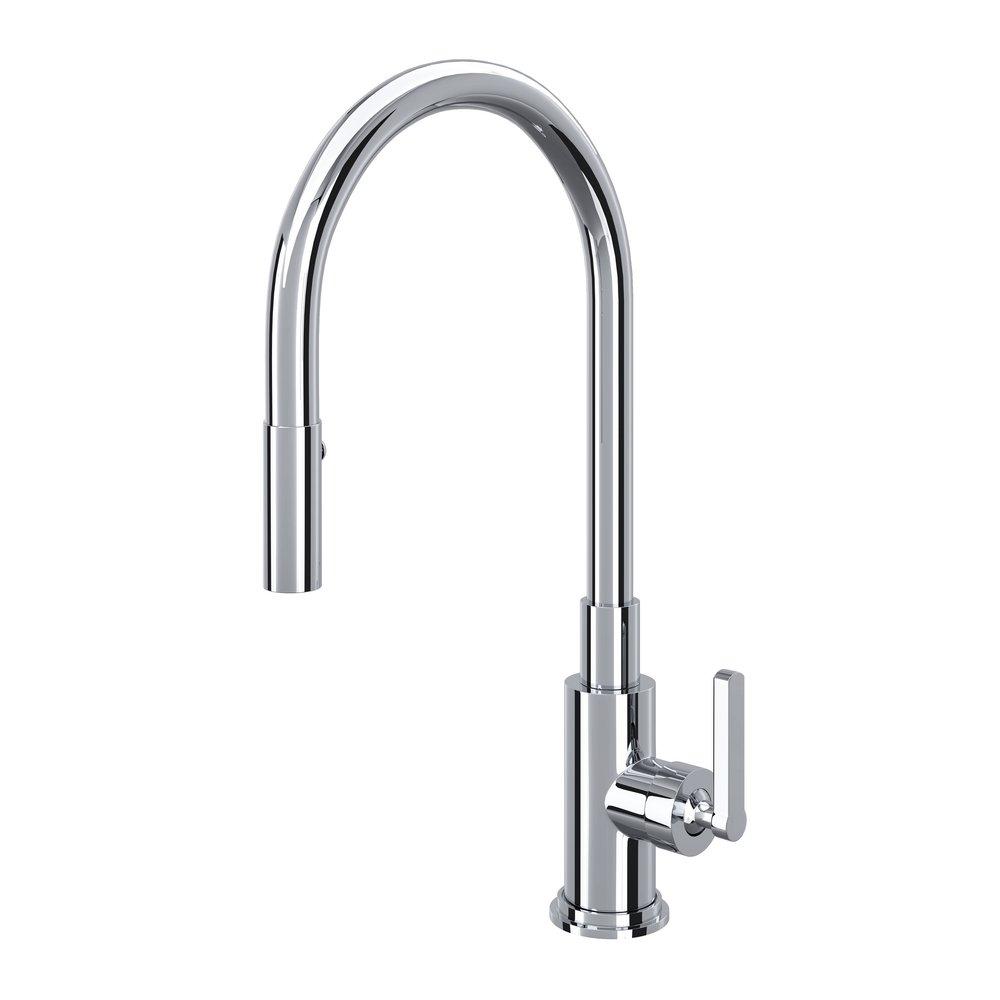 ROHL&reg; Polished Chrome Single Handle Pull Down Kitchen Faucet 