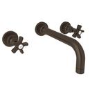 Wall Mount Widespread Bathroom Sink Faucet with Double Cross Handle in Tuscan Brass