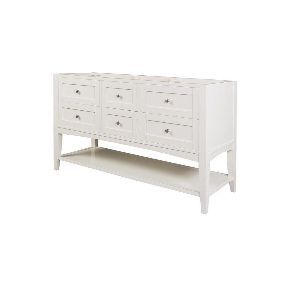 Fairmont Designs Polar White SHAKER AMERICANA 60 DOUBLE BOWL VANITY - OPEN SHELF - POLAR WHITE 