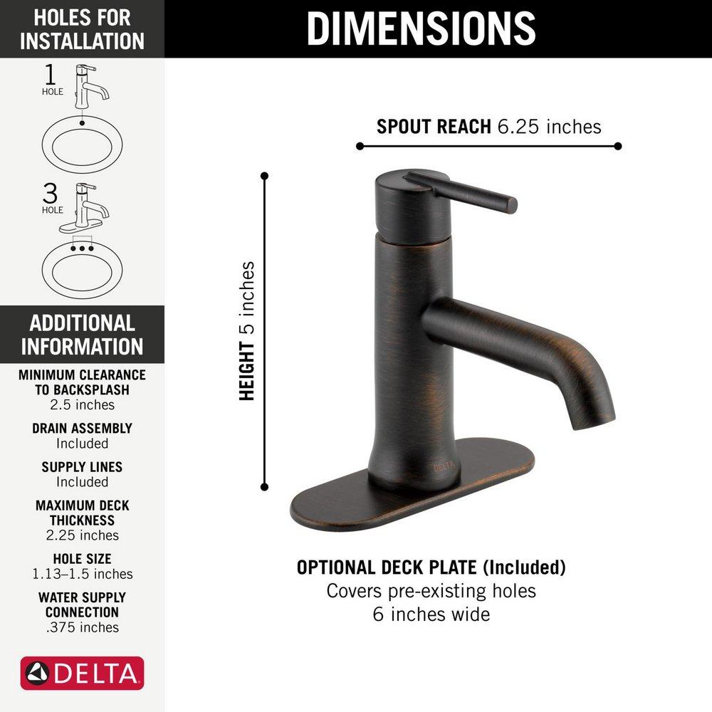 Delta Faucet Matte Black Single Handle Monoblock Bathroom Sink Faucet with Metal Pop-Up Drain Assembly 
