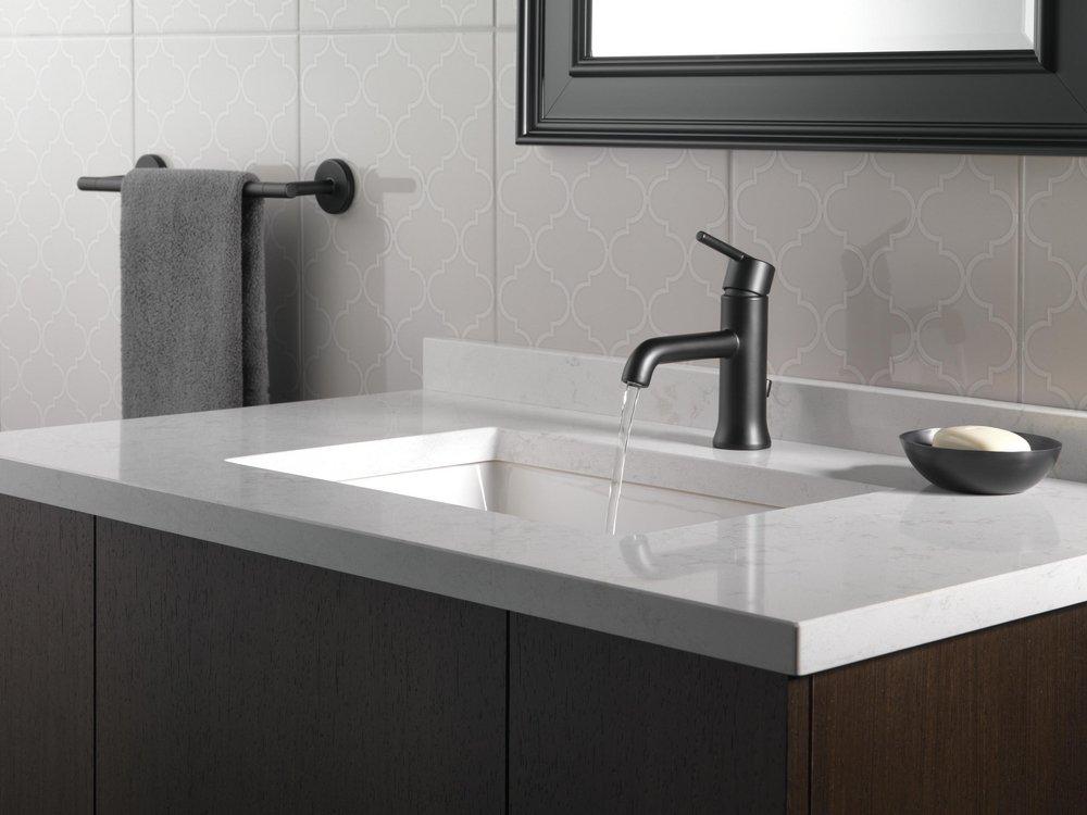 Delta Faucet Matte Black Single Handle Monoblock Bathroom Sink Faucet with Metal Pop-Up Drain Assembly 