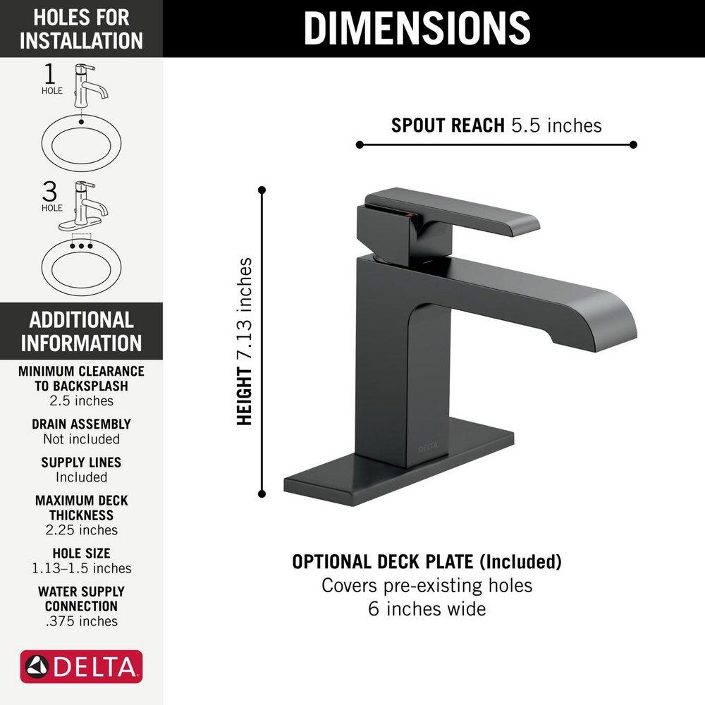 Delta Faucet Matte Black Single Handle Centerset Bathroom Sink Faucet 