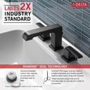 Delta Faucet Matte Black Two Handle Widespread Bathroom Sink Faucet with Metal Pop-Up Drain Assembly 
