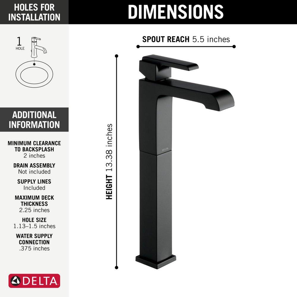 Delta Faucet Matte Black Single Handle Vessel Filler Bathroom Sink Faucet 