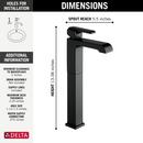 Delta Faucet Matte Black Single Handle Vessel Filler Bathroom Sink Faucet 