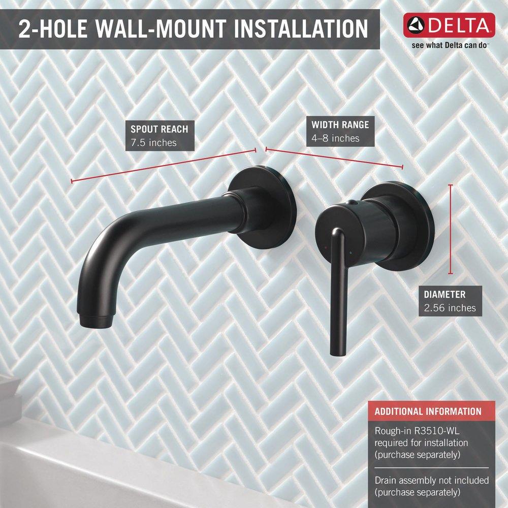 Delta Faucet Matte Black Single Handle Wall Mount Bathroom Sink Faucet 