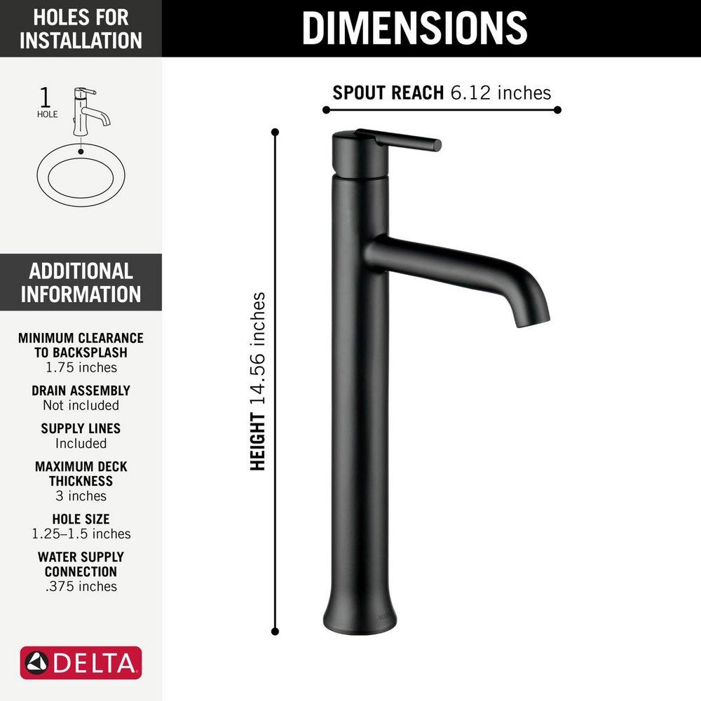 Delta Faucet Matte Black Single Handle Vessel Filler Bathroom Sink Faucet 