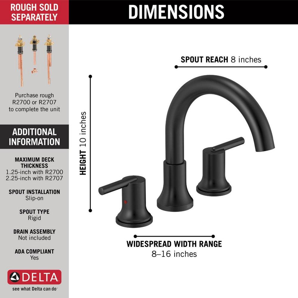 Delta Faucet Matte Black Two Handle Roman Tub Faucet Trim Only 