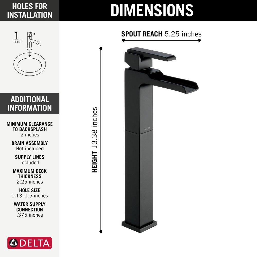 Delta Faucet Matte Black Single Handle Vessel Filler Bathroom Sink Faucet 