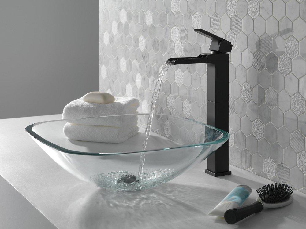 Delta Faucet Matte Black Single Handle Vessel Filler Bathroom Sink Faucet 