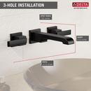 Delta Faucet Matte Black Two Handle Wall Mount Widespread Bathroom Sink Faucet 