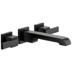 Two Handle Wall Mount Widespread Bathroom Sink Faucet in Matte Black