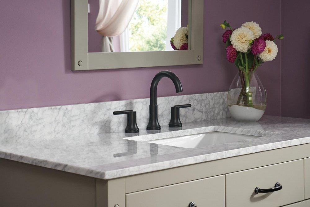 Delta Faucet Matte Black Widespread Lavatory Faucet with Double Lever Handle 